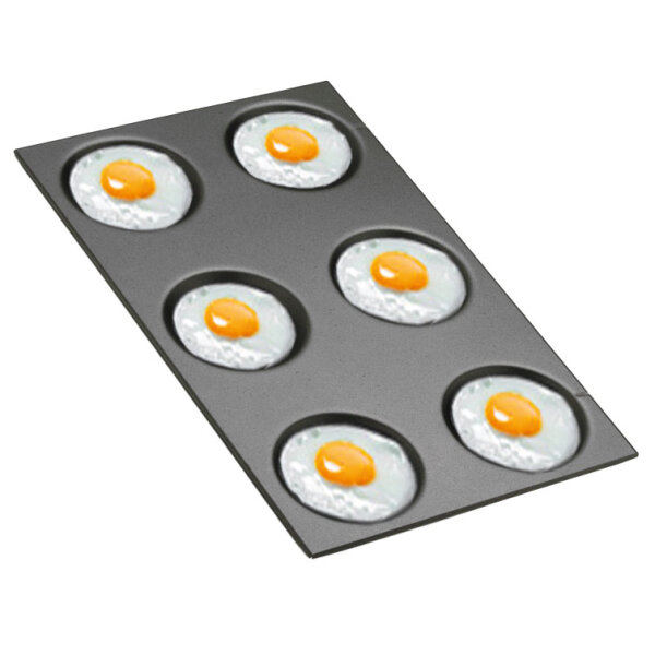 Bandeja antiaderente GN 1/1 para ovos fritos, omeletes e crepes ø 12,5 cm
