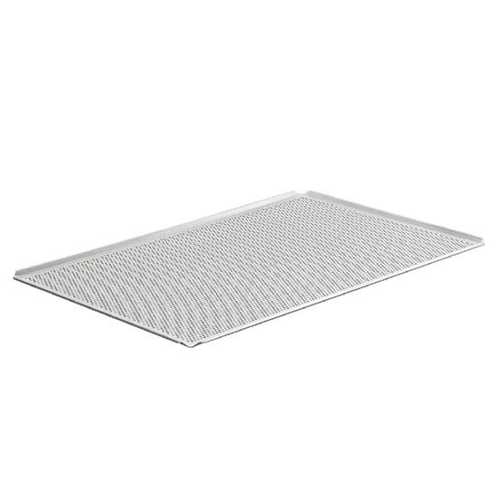 Bandeja de aluminio sin revestir, 435x340 mm - 4 lados 45°, perforada