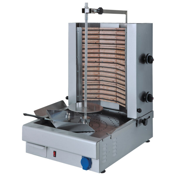 griglia kebab elettrica con 2 zone di riscaldamento, motore sotto, 30 kg