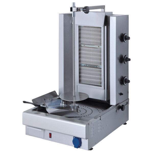 gas kebab grill with 3 heating zones, bottom motor, 30 kg