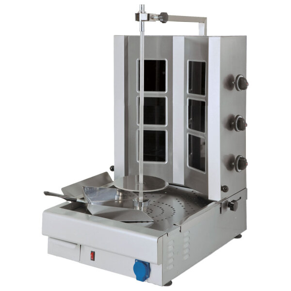Glass ceramic kebab grill with 3 heating zones, bottom motor, max. loading 20-35 kg