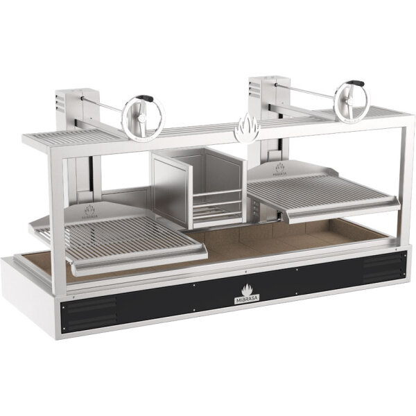 Griglia a carbone con griglia sollevabile 2x 685x630 mm e bruciatore 485x315x280 mm