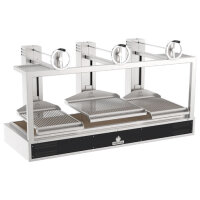 Griglia a carbone con griglia sollevabile 2x 500x630 mm +...