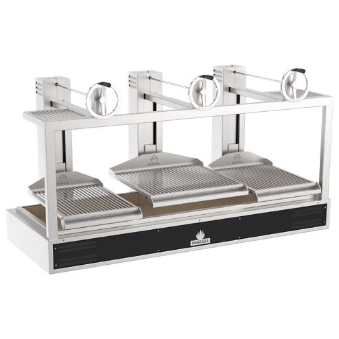 Charcoal grill with liftable grid 3x 685x630 mm