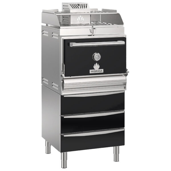 Charcoal oven on heated drawers block for approximately 110-130 dishes with heating rack
