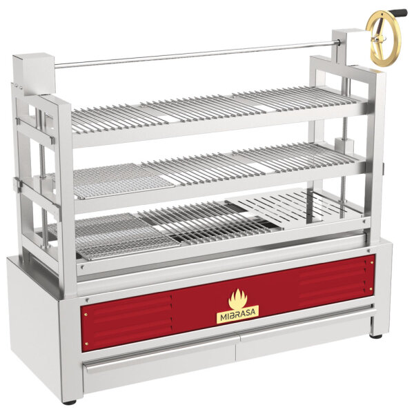 Parrilla de carbón Robatayaki con 3 niveles (2 elevables), 1146 mm