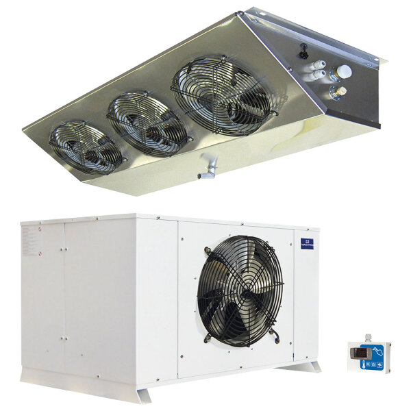 Floor split cooling unit, -18°/-25°C, 27,54m³/16,86m³ (+32°C) with lighting/pipes/switchboard cable 10 m