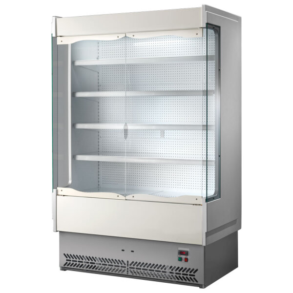 Refrigerated multi-deck wall cabinet 2580 mm with 4 shelves and hinged doors, 0°/+2°C - prepacked meat