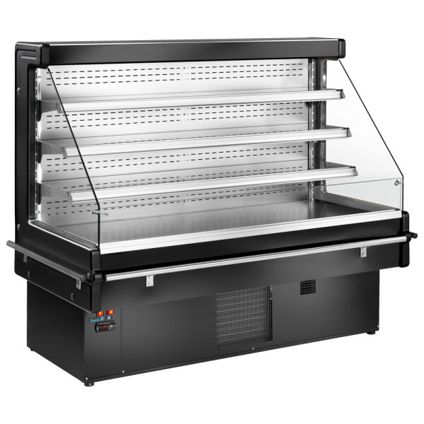 Vitrine self-service réfrigérée ventilée murale avec 3 étagères, +2°/+ 4°C, l=1500 mm - couleur noir