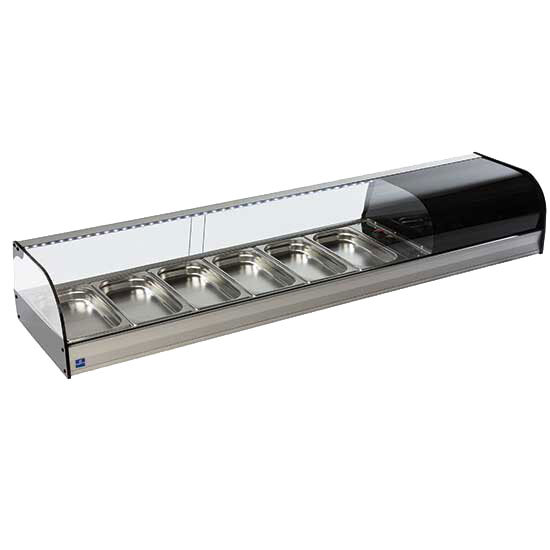 Presentoir réfrigérée pour tapas avec vitre curbe, 6x GN 1/3 h=40 mm