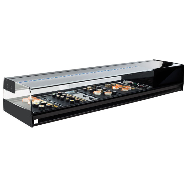 Expositor de sushi refrigerado con vidrio recto, 4x GN 1/3 h=40 mm