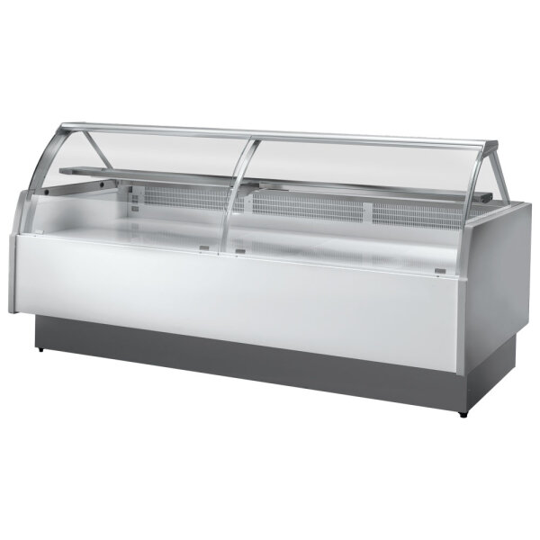 Neutral display counter 1520 mm with curved glass front