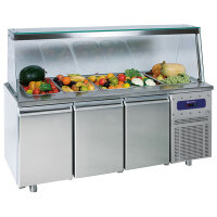 Saladette mit 3 Türen GN 1/1 und Glasstruktur, 5x GN...
