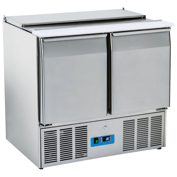 saladette avec 2 portes GN 1/1 et couvercle, 6x GN 1/3 + 2x GN 1/4 h=150 mm, +2°/+10°C