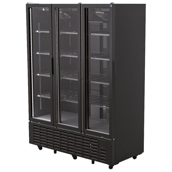 Armário refrigerado vertical 1491 litros com 3 portas em vidro, +1°/+9°C - Cor preta