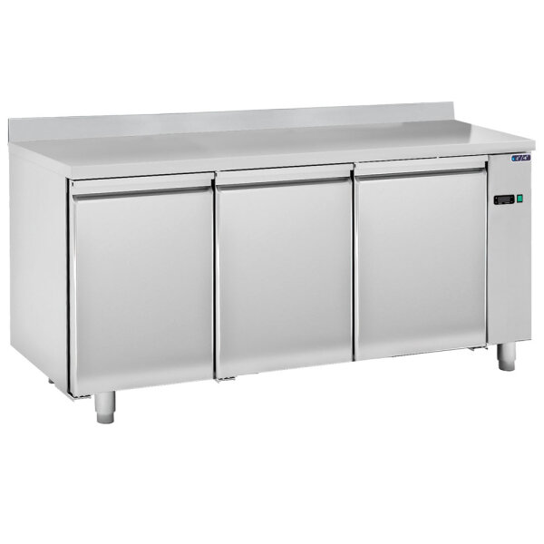 Tavolo refrigerato remoto 3 porte GN 1/1 con alzatina, -2°/+8°C