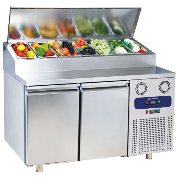 Refrigerated preparation counter 2 doors GN 1/1, 7x GN 1/3 h=150 mm, -2°/+8°C