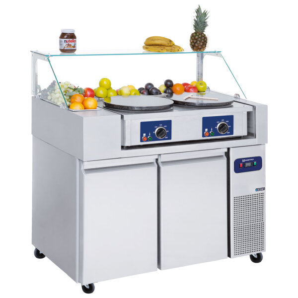 Refrigerated preparation counter 2 doors GN 1/1 with glass structure, 9x GN 1/6 h=150 mm, -2°/+8°C