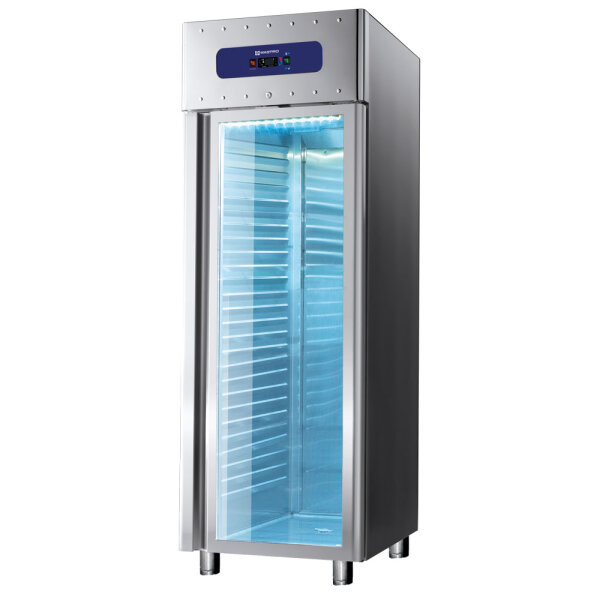 Congelador 700 litros en inox con puerta en vidrio, GN 2/1, -10°/-22°C, 85 mm aislamiento