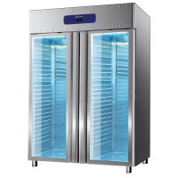 Congelatore da 1400 litri in inox con porte a vetro, GN...