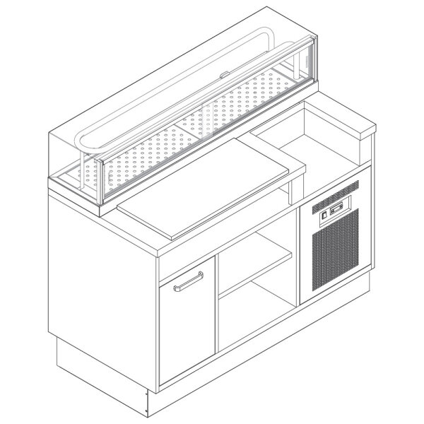 Sushi Station 1600 mm com base ambiental e lixeira