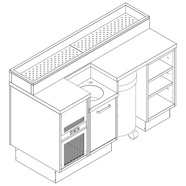 Modulo Sashimi 1200 mm con vasca ghiaccio e lavabo