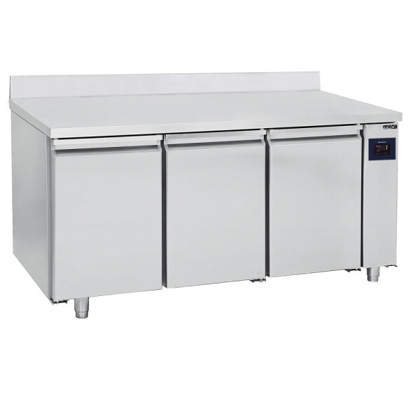 Freezer pastry counter 3 doors remote cooling, stainless steel top with upstand, -10°/-22°C - WiFi