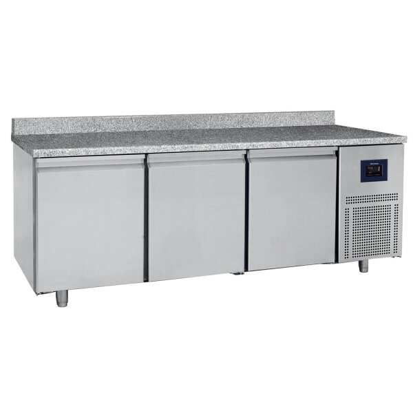 Bäckereikühltisch 3-türig 600x400 mm, Granitarbeitsplatte mit Aufkantung, -2°/+8°C - WiFi