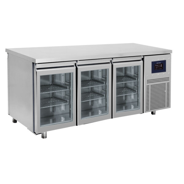 Mesa refrigerada pasante con 3+3 puertas en vidrio GN 1/1, -2°/+8°C - WiFi
