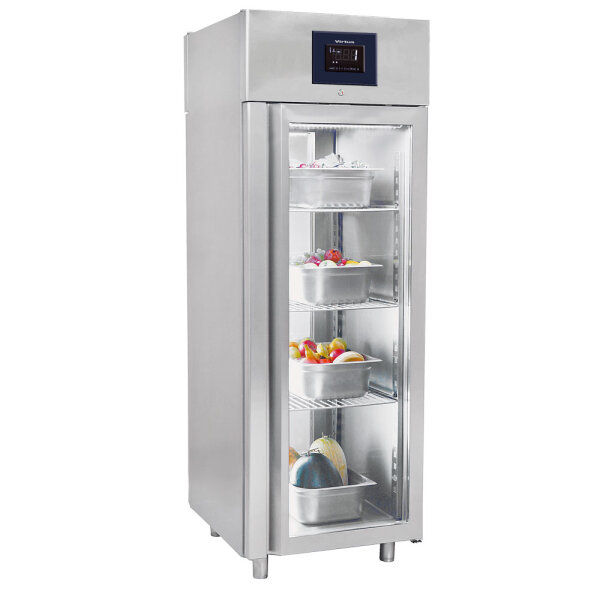 Armário refrigerado passante 700 litros em inox GN 2/1 com portas em vidro, -2°/+8°C - WiFi