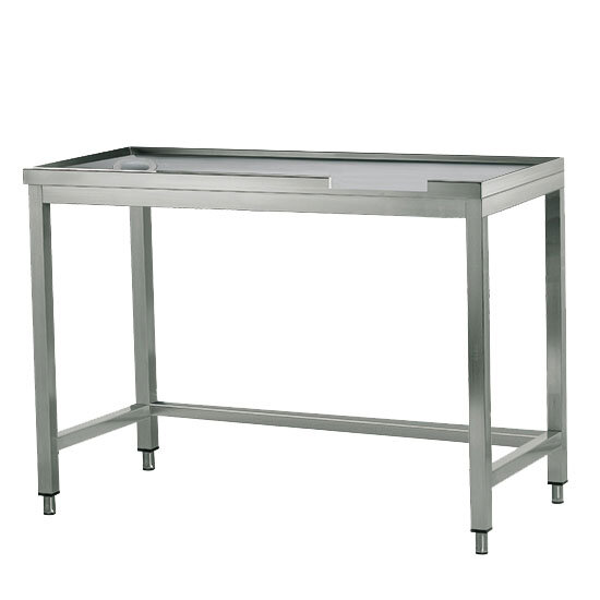 linker Sortiertisch mit Loch, für Maschinenausgang rechts, B=2400 mm