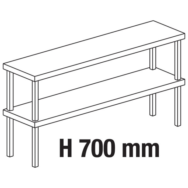 Overshelf, 2-tier overshelf, side open, 1600x300 mm,