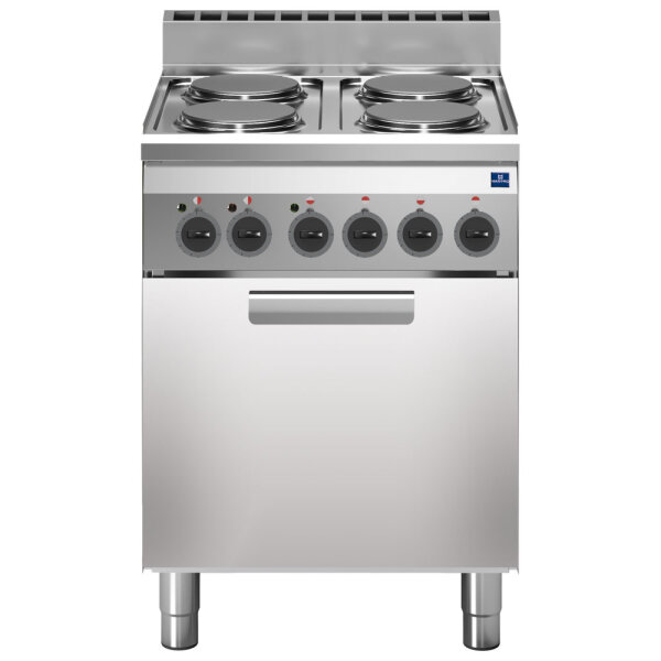Fogão elétrico, 4 placas, 1 forno elétrico de convecção com grill elétrico