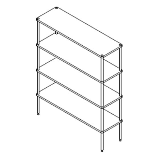 Estantería en acero inox con 4 estantes, 1600x500x1800 mm