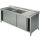 sink unit on cupboard, 2 sinks, right draining board, with sliding doors, 1800x700 mm