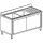 lavello armadiato, 2 vasche, gocciolatoio destro, con porte scorrevoli, 1500x600 mm