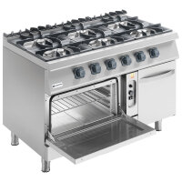 Gas range on static gas oven GN 2/1 and closed cabinet, 6...