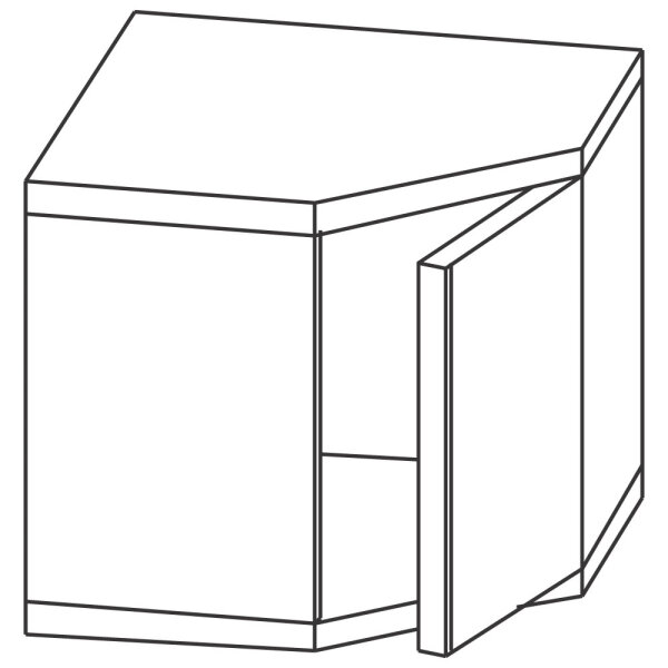Wall cupboard, corner model, with door, 700x700 mm