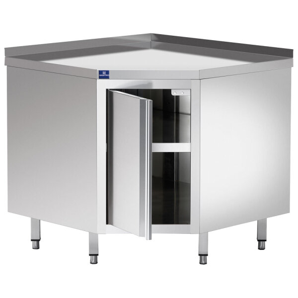 Mesa armário neutra de canto, com uma porta de batente e alçado, 900x600 mm