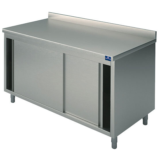 Tavolo armadiato neutro con porte scorrevoli e alzatina, 1000x600 mm