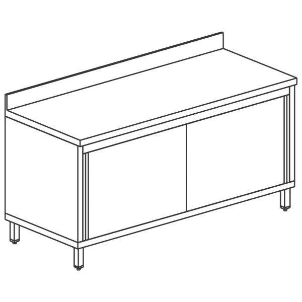 Mesa armário neutra com portas de correr e alçado, 900x700 mm