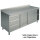 Neutral work cupboard with drawer unit on the left side, with 2 hinged doors and upstand, 1200x600 mm
