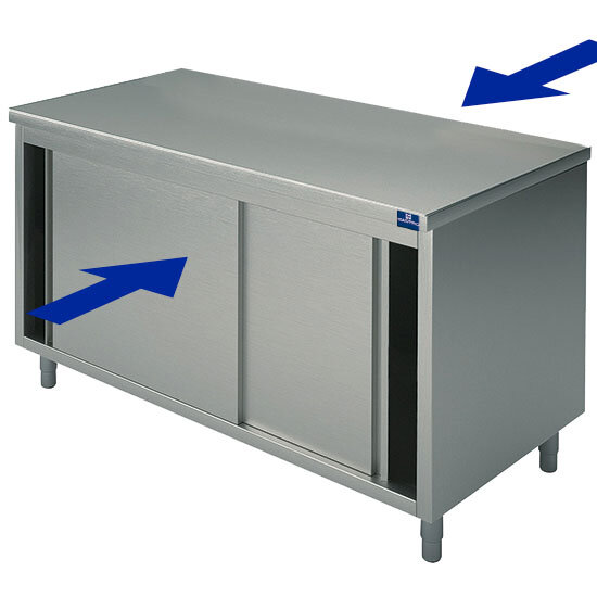 Mesa armario neutra pasante con puertas correderas, 1400x600 mm
