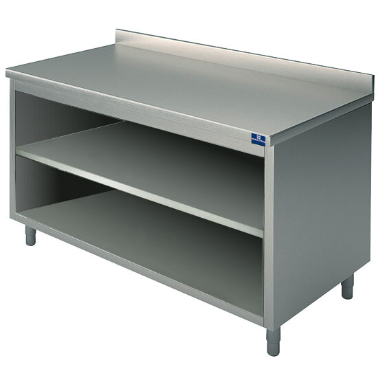 Mesa armário neutra, aberta, com alçado, 1400x600 mm