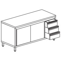 Neutral work cupboard with drawer unit on the right side,...