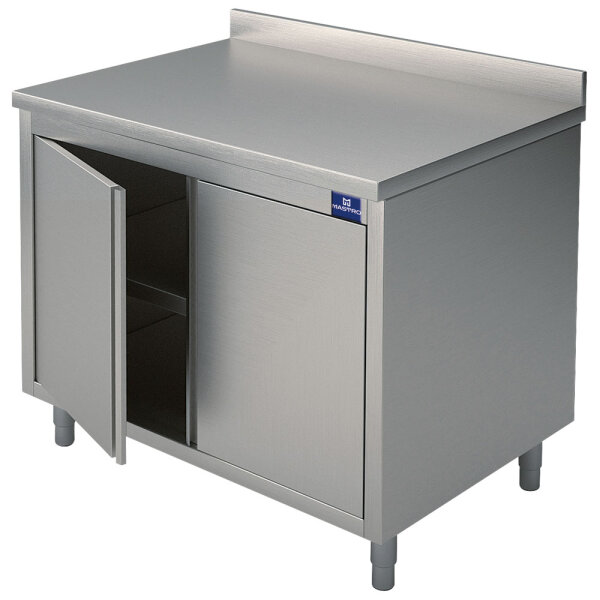 Tavolo armadiato neutro con 2 porte battenti e alzatina, 800x800 mm