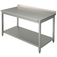 Mesa de trabajo con estante y peto, 1500x700 mm