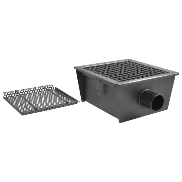 Bodenablaufrinne mit horizontalem Auslauf ø 63 mm und Sieb, 500x300x150 mm
