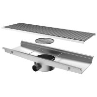 Floor gutter with grating, horizontal discharge ø...