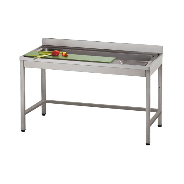 Mesa de preparação para vegetais com placa de corte e cuba, c=1400 mm